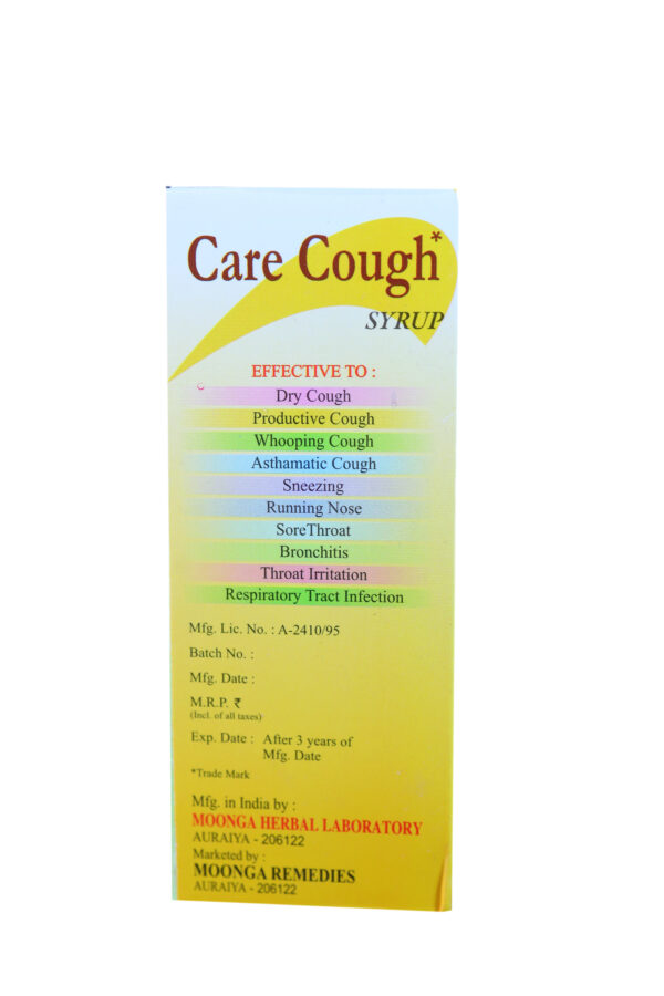 CARE COUGH Syrup – Ayurvedic Cough & Cold Relief (100ml) - Image 3