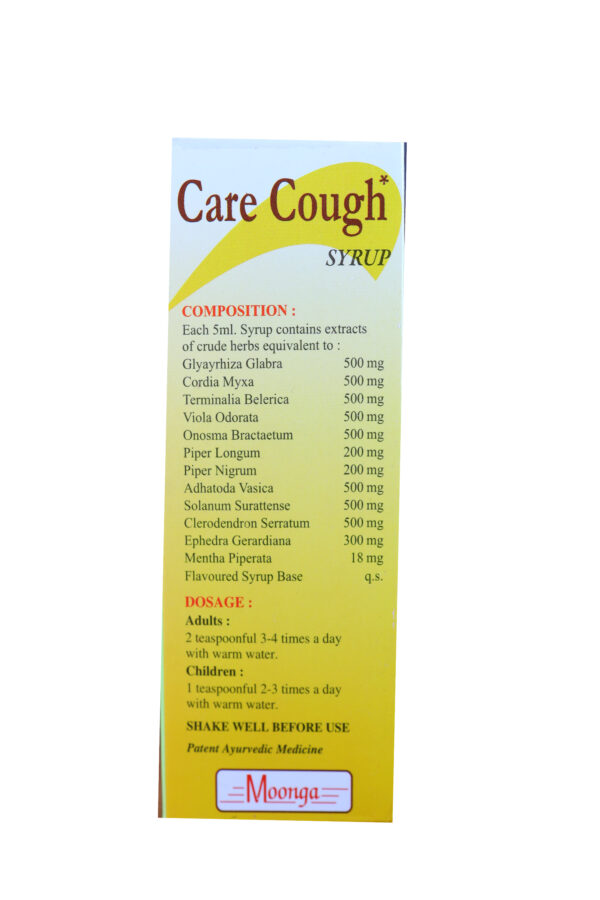 CARE COUGH Syrup – Ayurvedic Cough & Cold Relief (100ml) - Image 4
